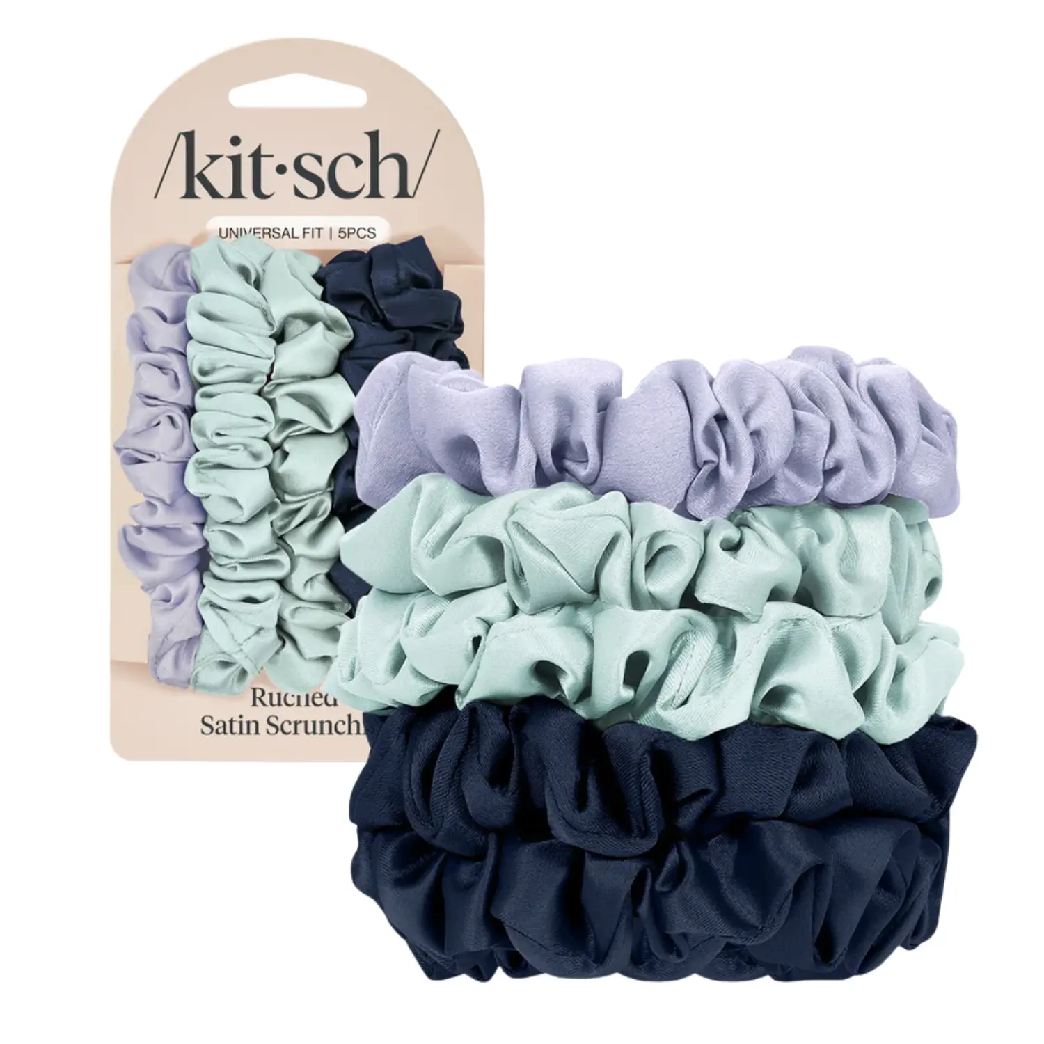 Ruched Satin Scrunchies 5pc Set Garden Bouquet