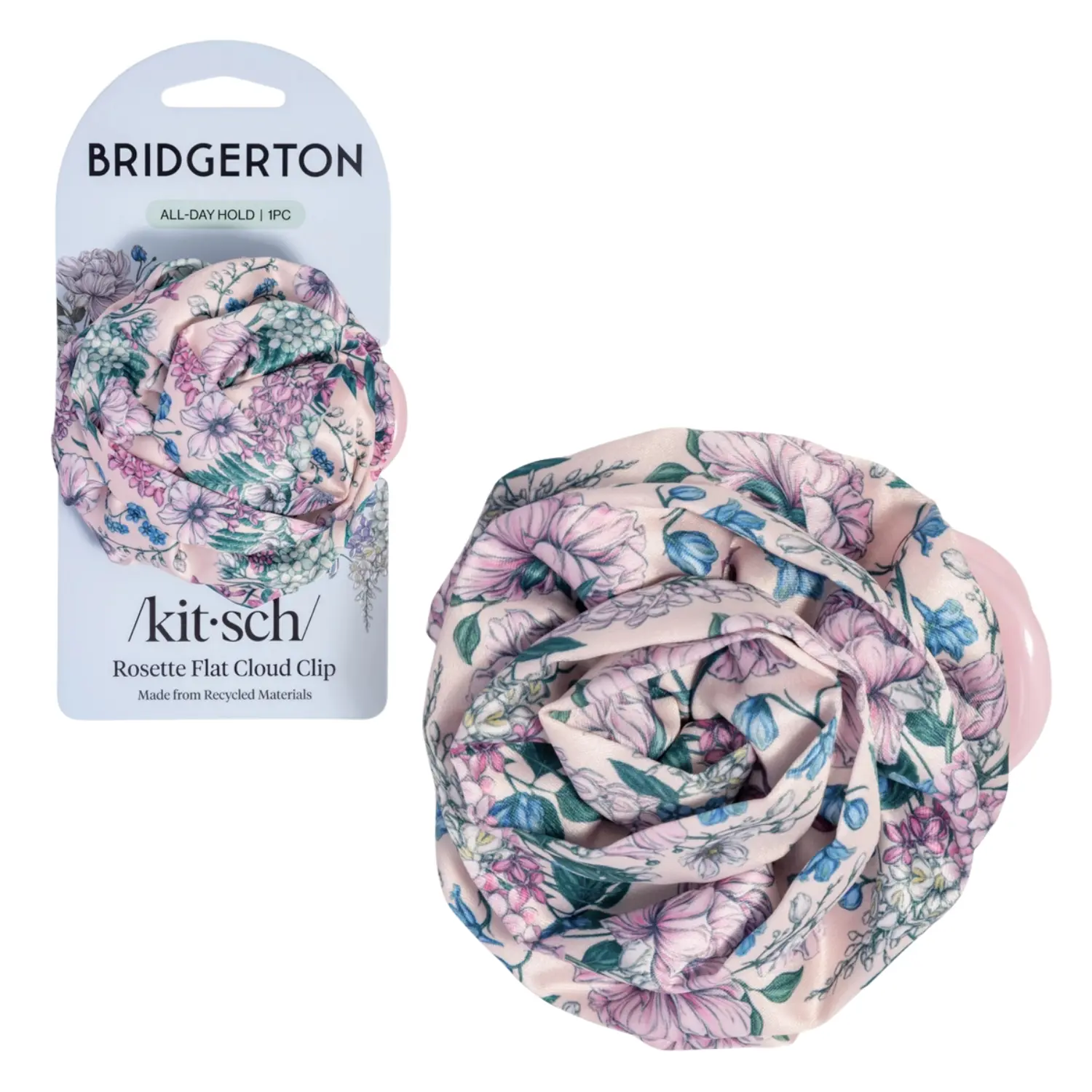 x Bridgerton Satin Rosette Medium Flat Cloud Clip Wisteria