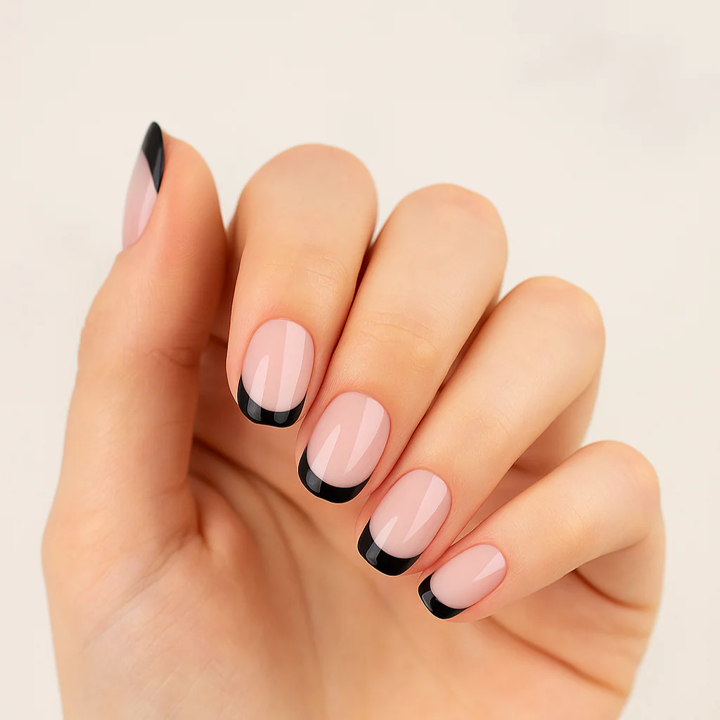 Press On French Nails Black / Pink - Image 2